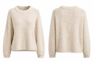 American Eagle Women's M Cream 100% Cotton Crew Neck Knit Sweater Minimalist Pre